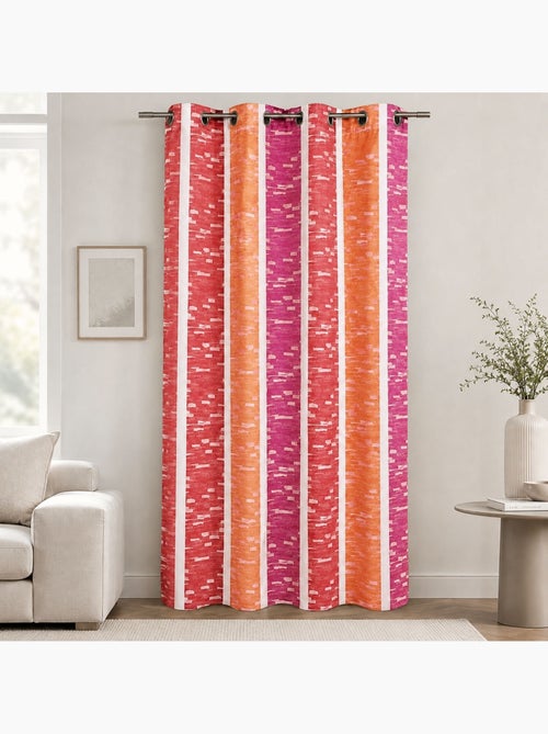 Rideau jacquard à rayures verticales colorées - Kiabi