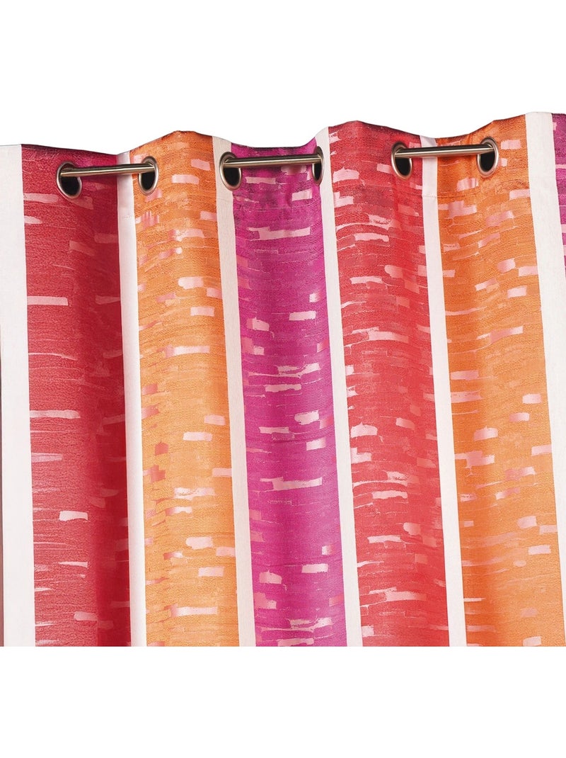 Rideau jacquard à rayures verticales colorées Bordeaux - Kiabi