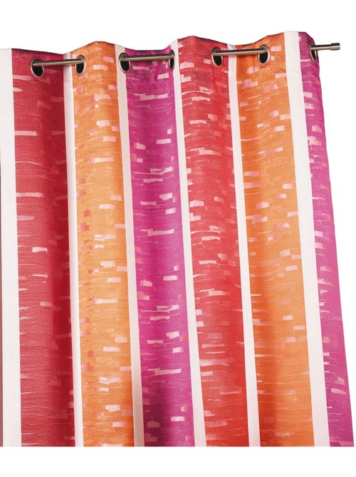 Rideau jacquard à rayures verticales colorées - Kiabi