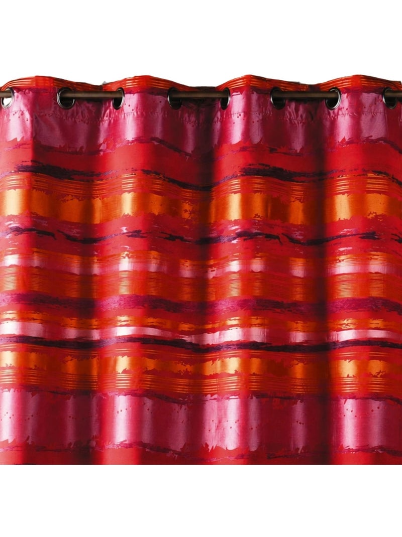 Rideau jacquard coloré rayé Rouge brique - Kiabi