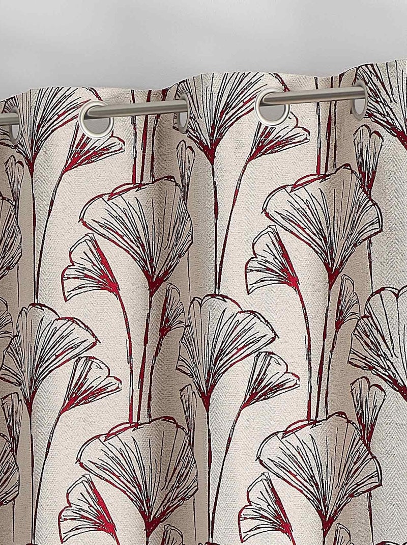 Rideau jacquard fleurs de gingko Bordeaux - Kiabi