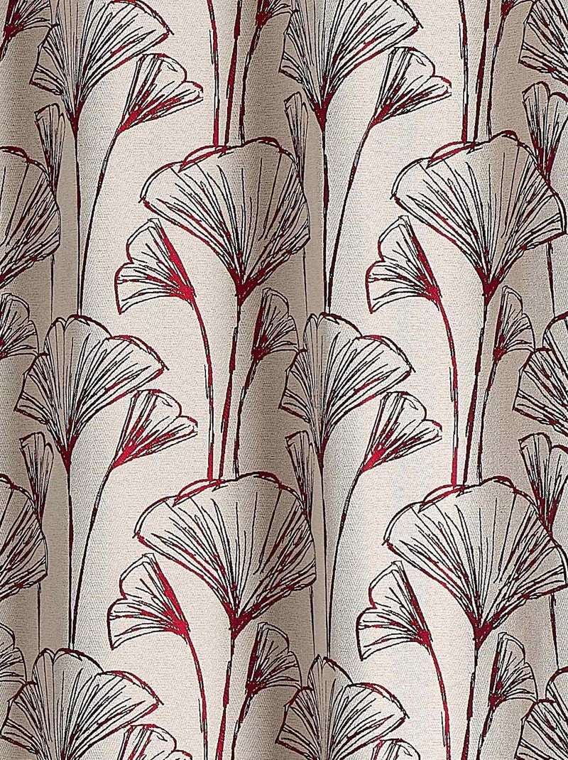 Rideau jacquard fleurs de gingko Bordeaux - Kiabi