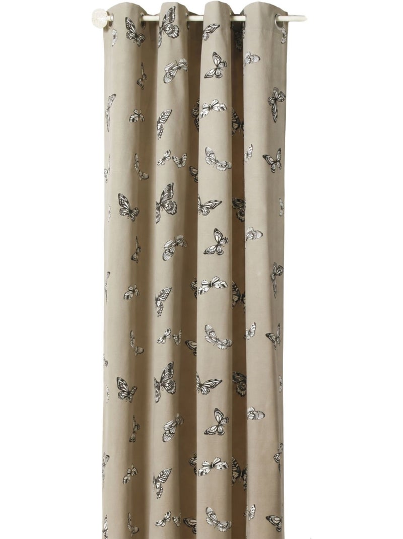 Rideau jacquard imprimés de papillons Beige - Kiabi