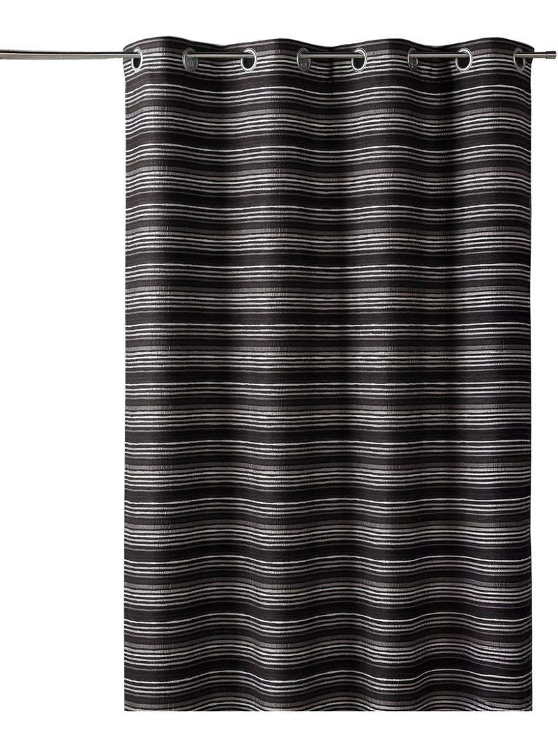 Rideau jacquard isolant à fines rayures Noir - Kiabi