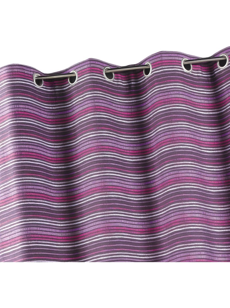 Rideau jacquard isolant à fines rayures Violet prune - Kiabi