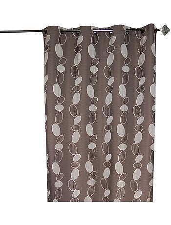 Rideau jacquard marron motif de galets