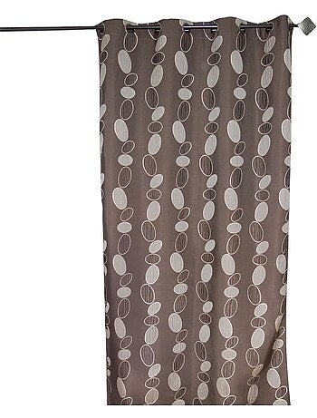 Rideau jacquard marron motif de galets
