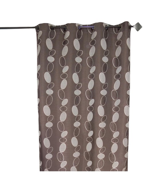 Rideau jacquard marron motif de galets - Kiabi