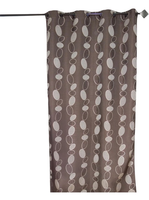Rideau jacquard marron motif de galets - Kiabi
