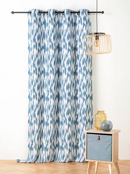 Rideau jacquard motif ikat en fils upcyclés - Kiabi