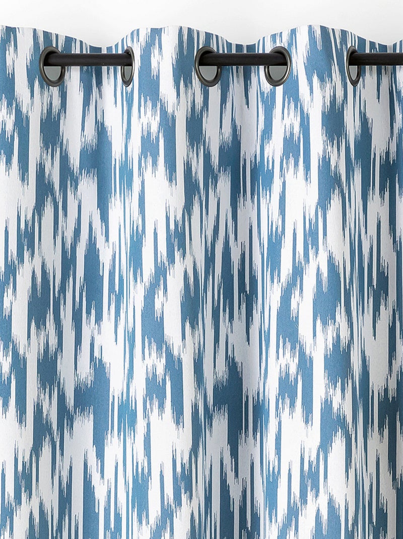 Rideau jacquard motif ikat en fils upcyclés Bleu - Kiabi
