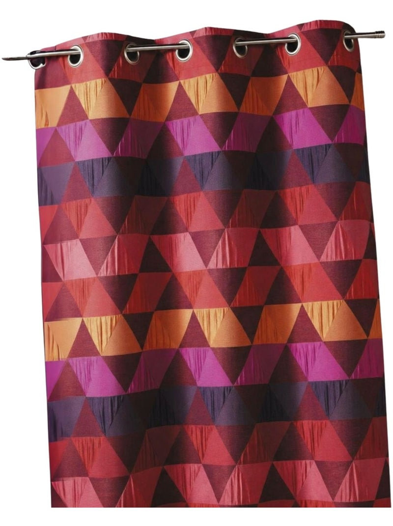 Rideau jacquard motif triangles Bordeaux - Kiabi