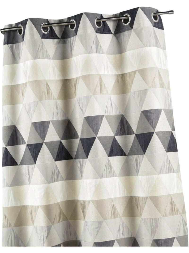 Rideau jacquard motif triangles Gris clair - Kiabi