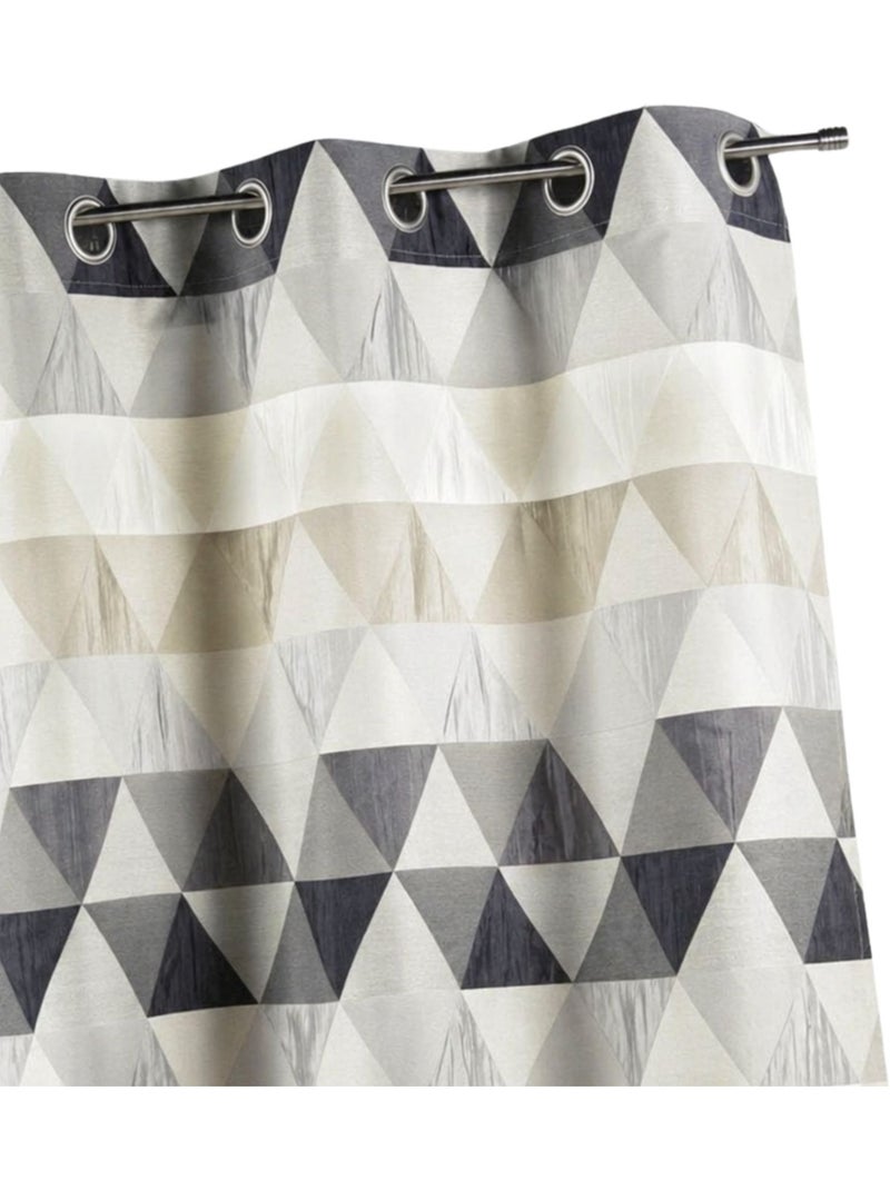 Rideau jacquard motif triangles Gris clair - Kiabi