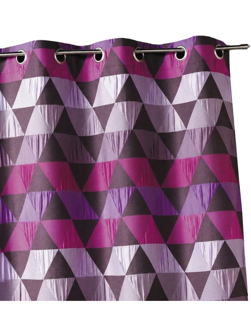 Rideau jacquard motif triangles Violet prune - Kiabi