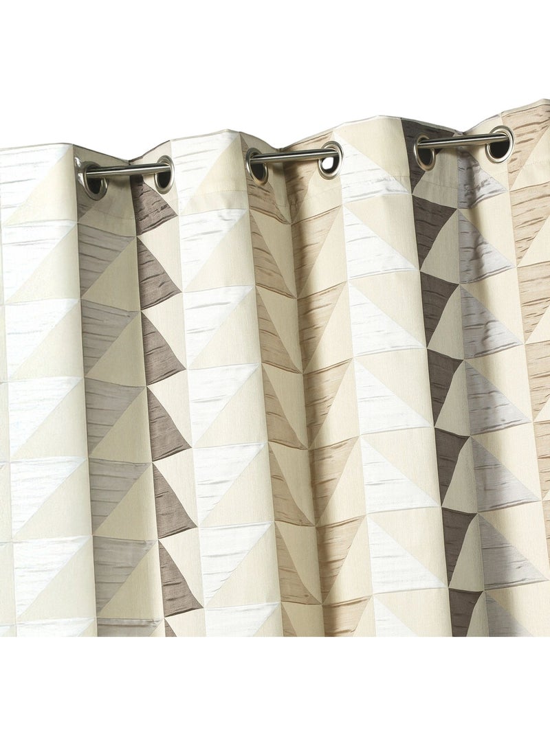 Rideau jacquard obscurcissant à imprimés triangulaires Beige - Kiabi