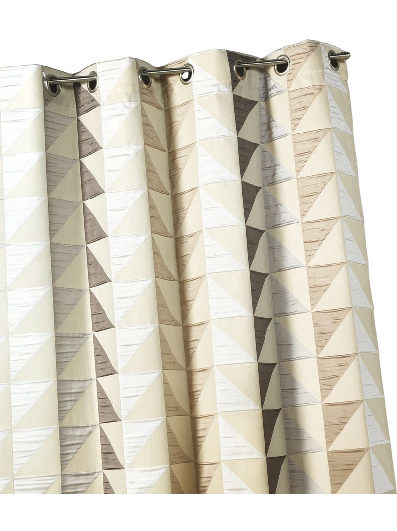 Rideau jacquard obscurcissant à imprimés triangulaires Beige - Kiabi