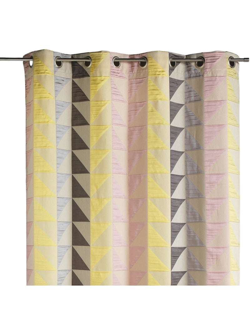 Rideau jacquard obscurcissant à imprimés triangulaires Rose pastel - Kiabi