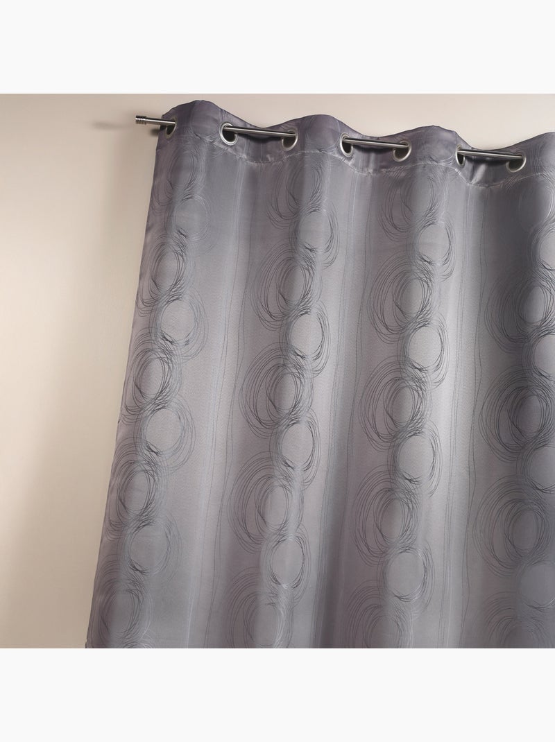 Rideau jacquard print Cercle Design Gris clair - Kiabi