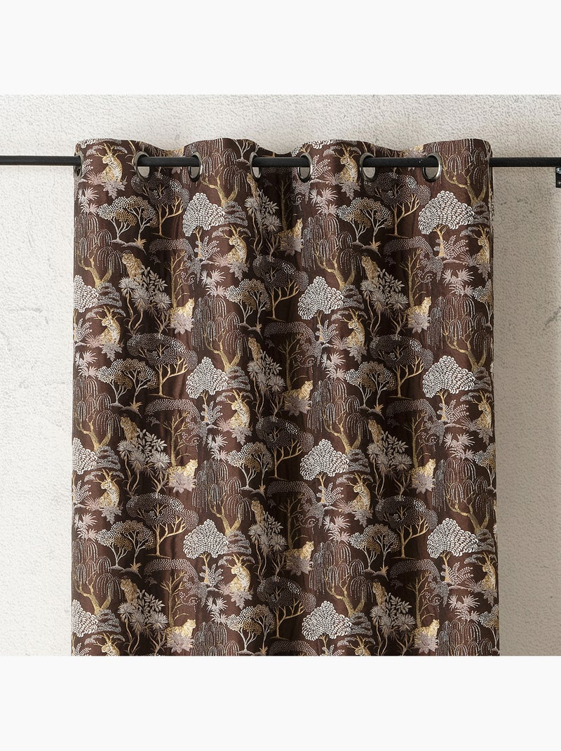 Rideau jacquard tamisant motif tigre japonisant Marron - Kiabi