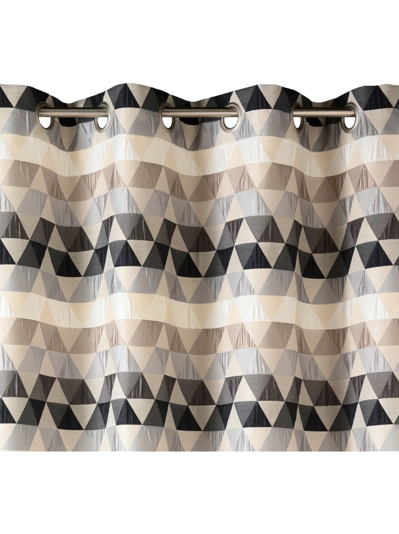 Rideau jacquard tamisant motifs triangles Gris clair - Kiabi