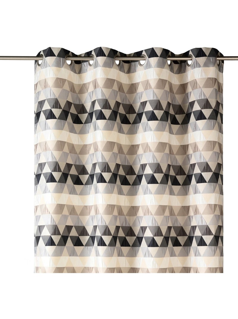 Rideau jacquard tamisant motifs triangles Gris clair - Kiabi