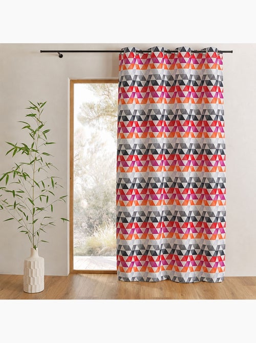 Rideau jacquard tamisant motifs triangles - Kiabi