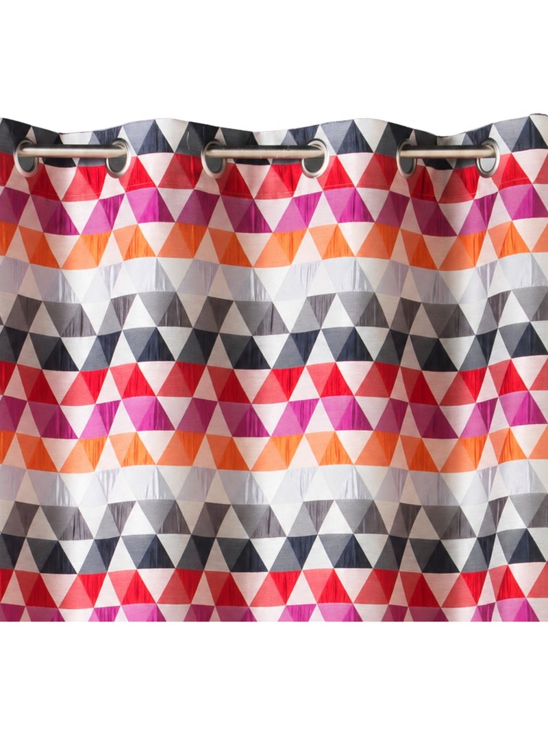 Rideau jacquard tamisant motifs triangles Orange - Kiabi
