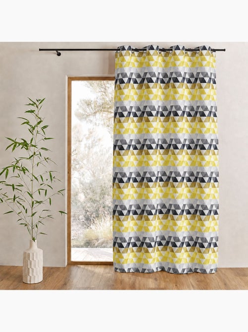 Rideau jacquard tamisant motifs triangles - Kiabi