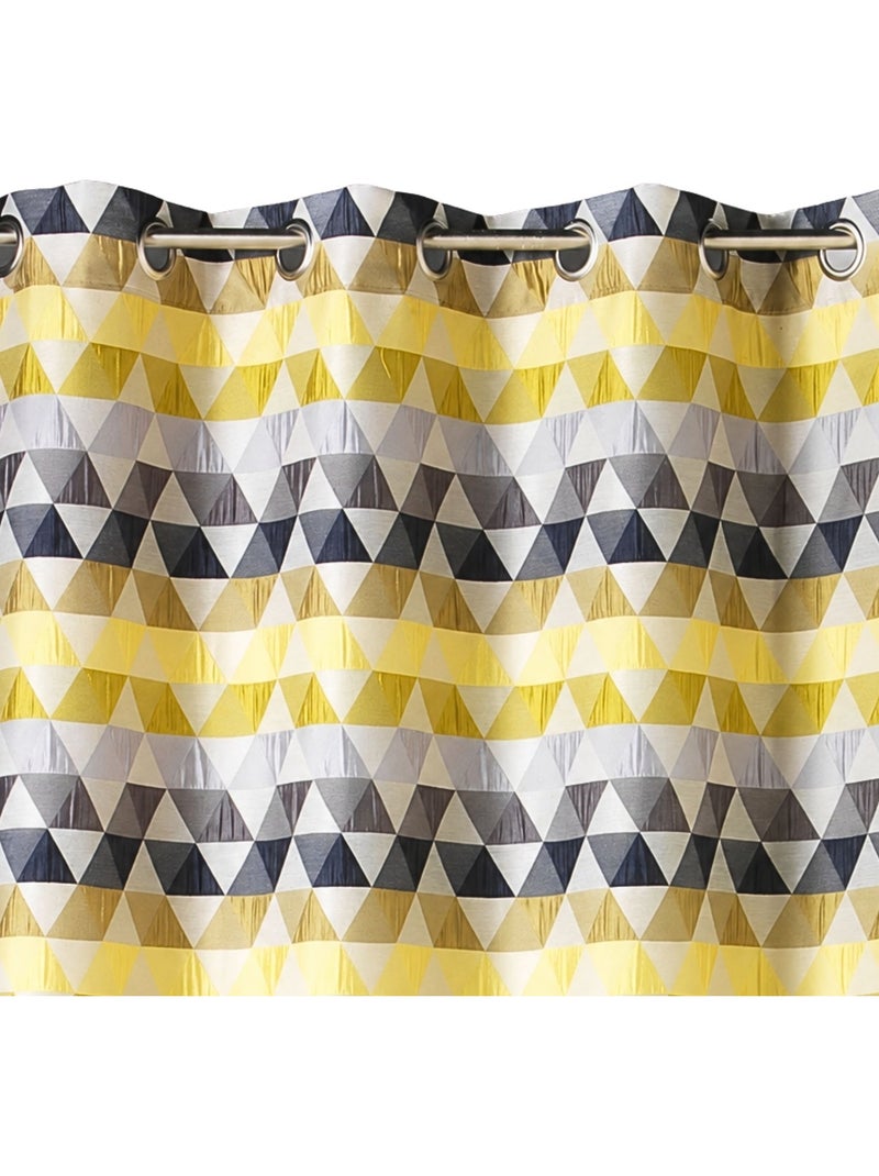 Rideau jacquard tamisant motifs triangles Vert tilleul - Kiabi