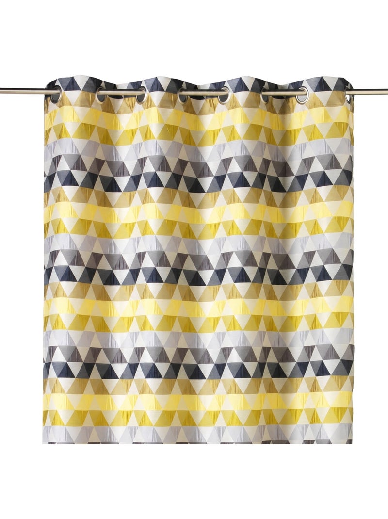 Rideau jacquard tamisant motifs triangles Vert tilleul - Kiabi