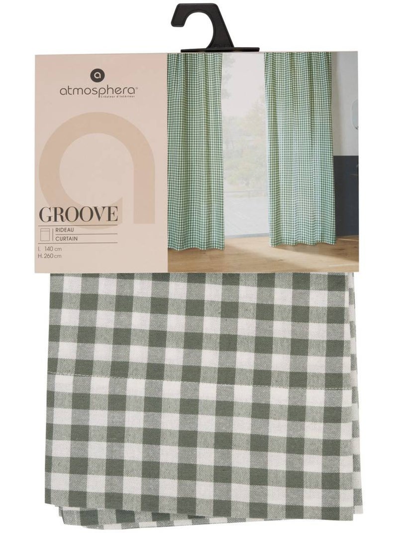 Rideau motif vichy en coton GROOVE Vert - Kiabi