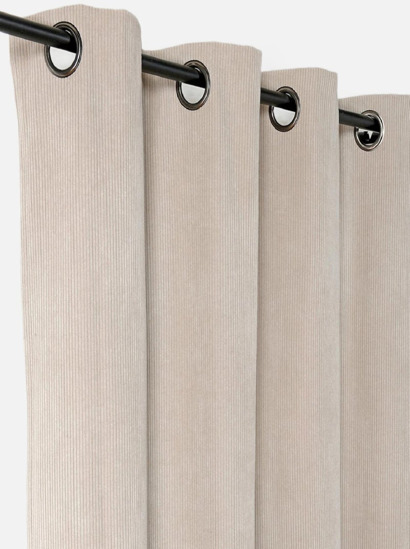 Rideau obscurcissant et isolant en velours côtelé Beige - Kiabi