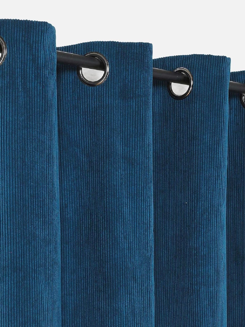 Rideau obscurcissant et isolant en velours côtelé Bleu foncé - Kiabi