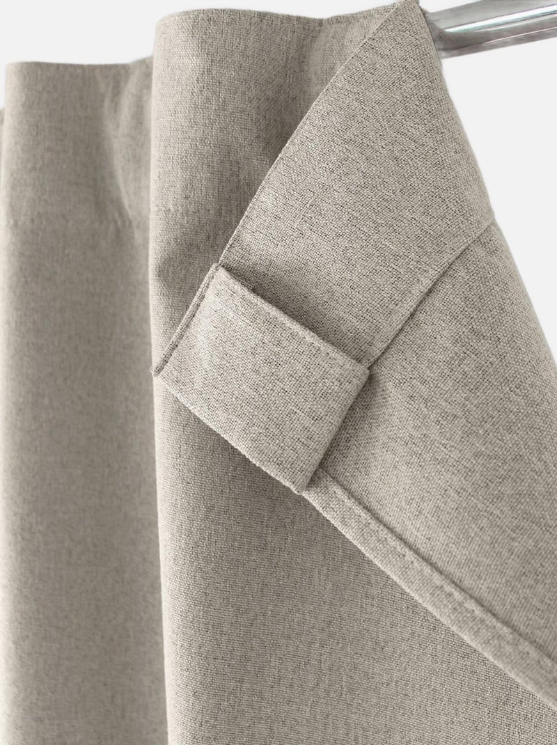 Rideau occultant aspect chambray Beige - Kiabi