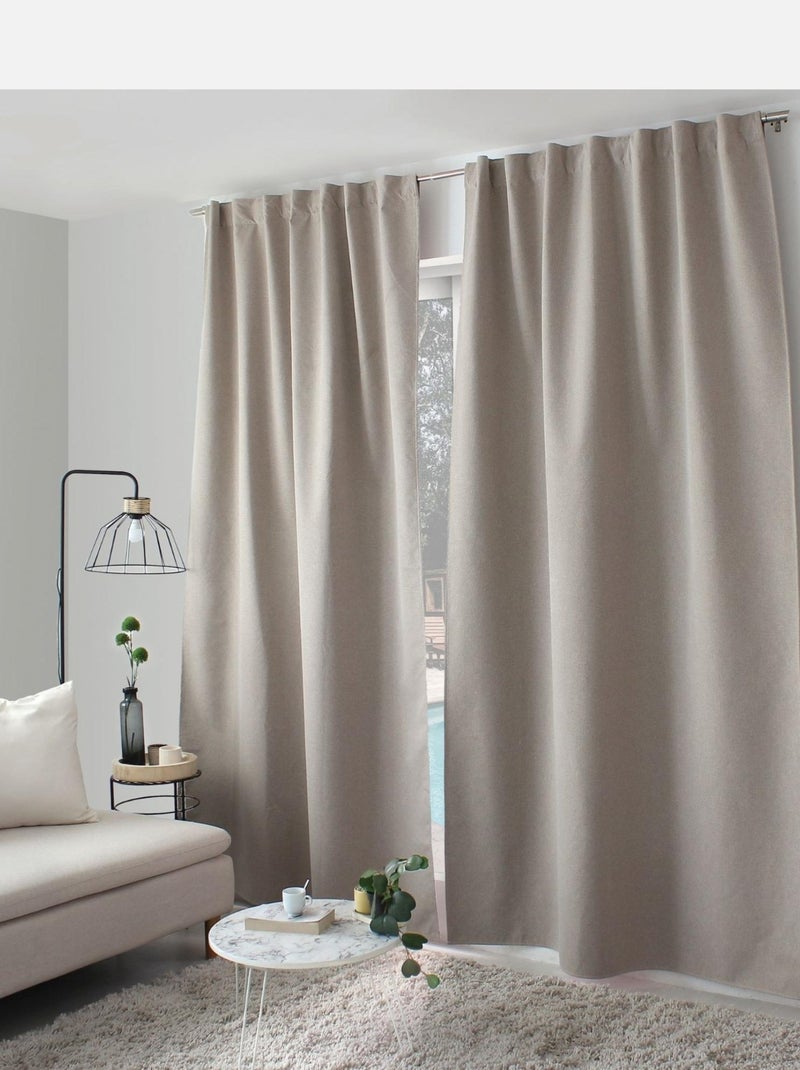 Rideau occultant aspect chambray Beige - Kiabi