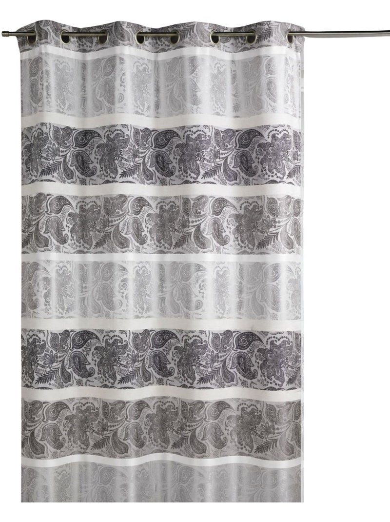 Rideau occultant en jacquard à rayures horizontales Gris clair - Kiabi