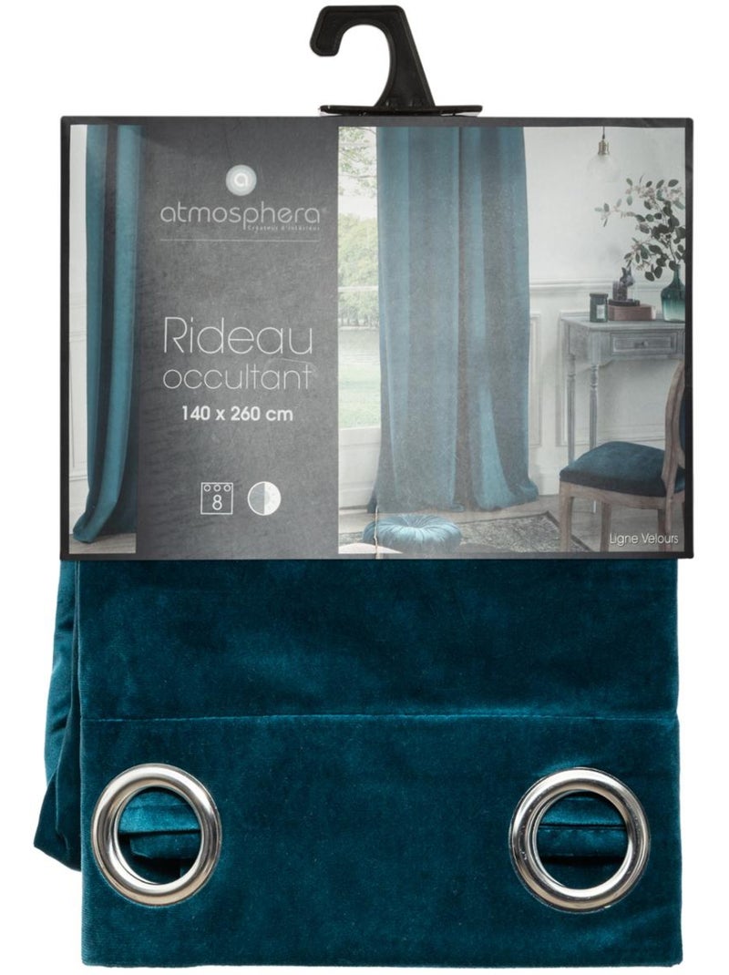 Rideau occultant en velours DOLCE Bleu - Kiabi