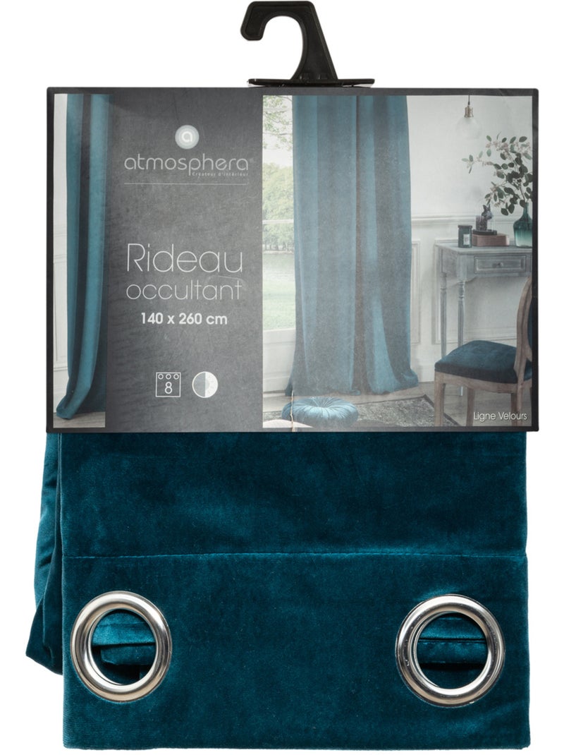 Rideau occultant en velours DOLCE Bleu - Kiabi