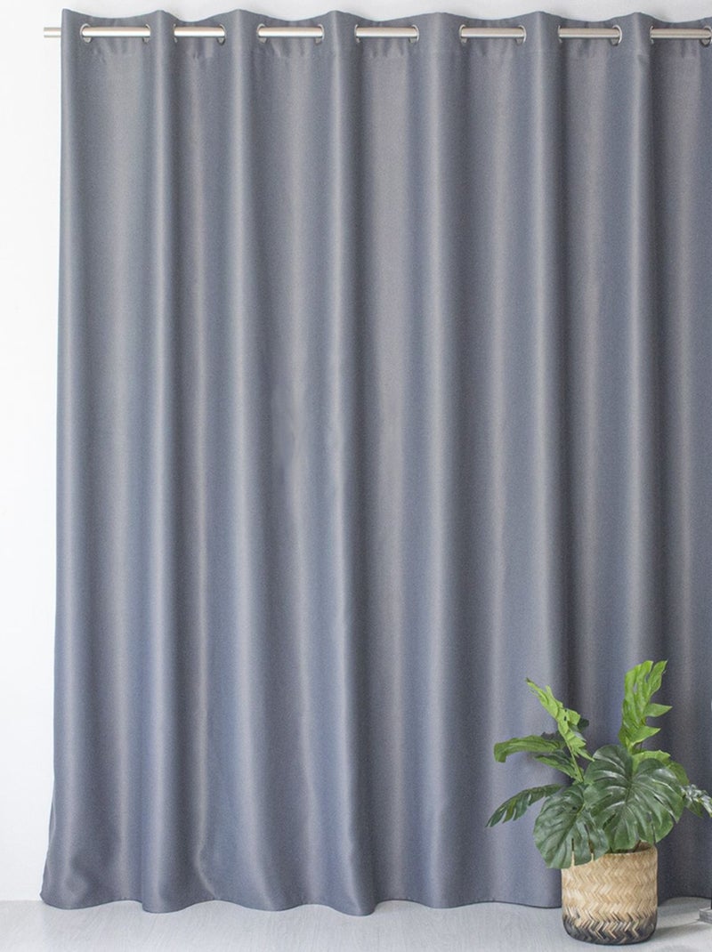 Rideau occultant fil noir en grande largeur Gris clair - Kiabi