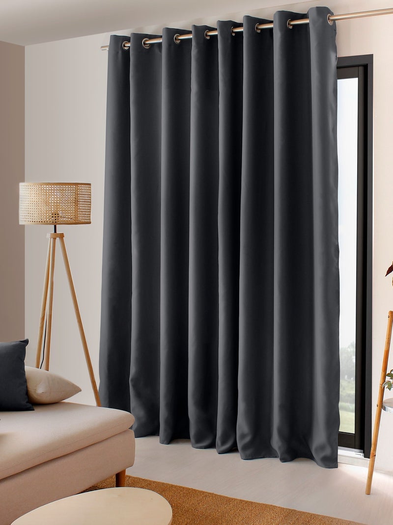 Rideau occultant fil noir en grande largeur Gris foncé - Kiabi