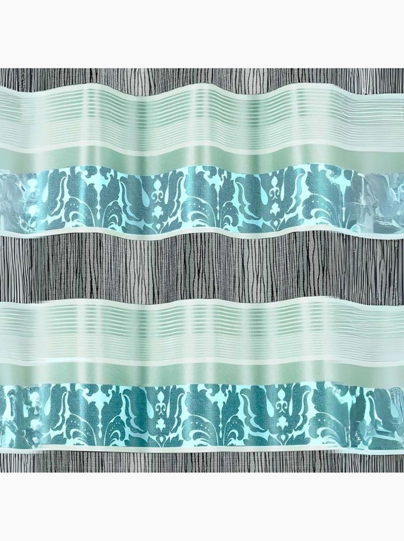 Rideau occultant jacquard à rayures horizontales colorées Bleu - Kiabi