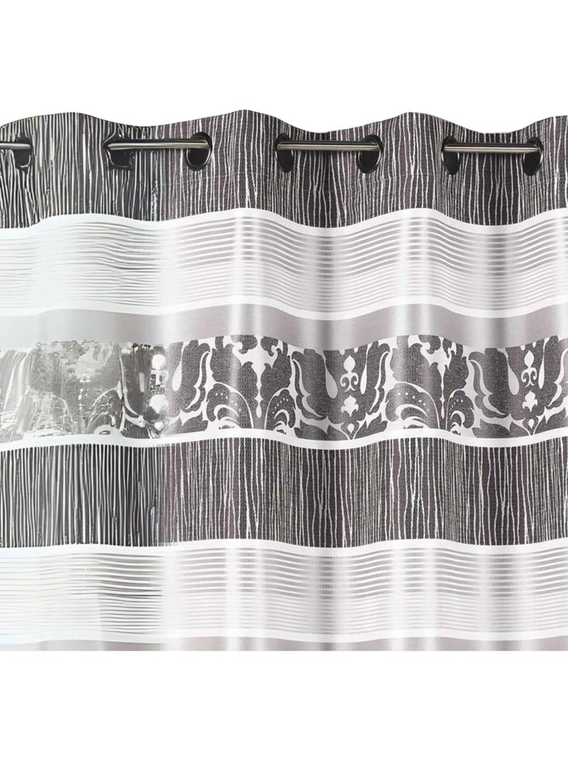 Rideau occultant jacquard à rayures horizontales colorées Gris clair - Kiabi