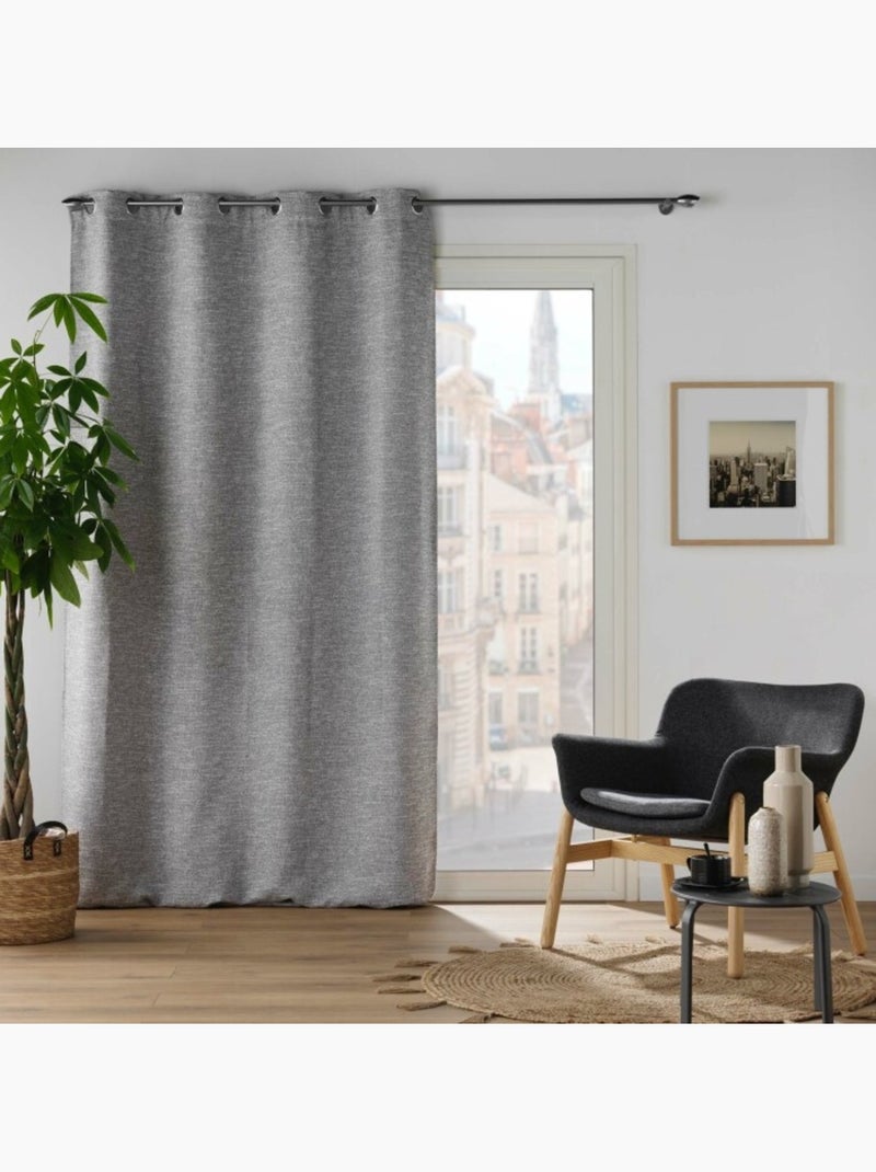 Rideau occultant occultant jacquard dusky gris anthracite - Kiabi