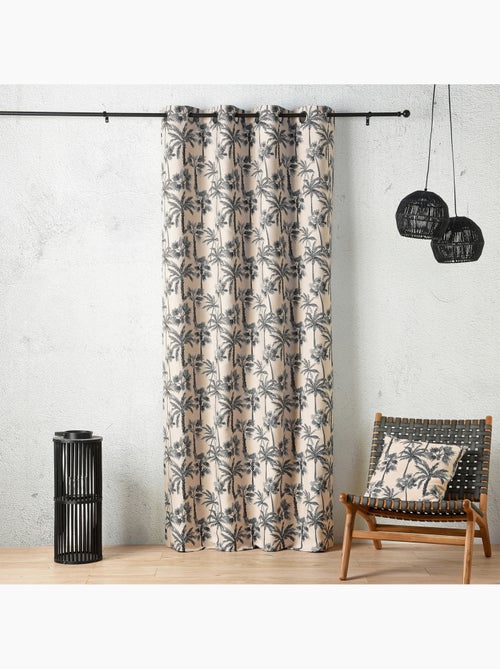Rideau œillets motif palmier tamisant en tissu texturé - Kiabi