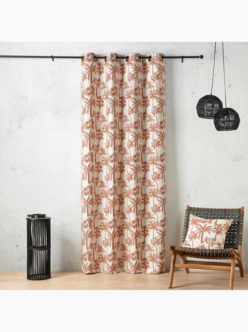 Rideau œillets motif palmier tamisant en tissu texturé - Kiabi