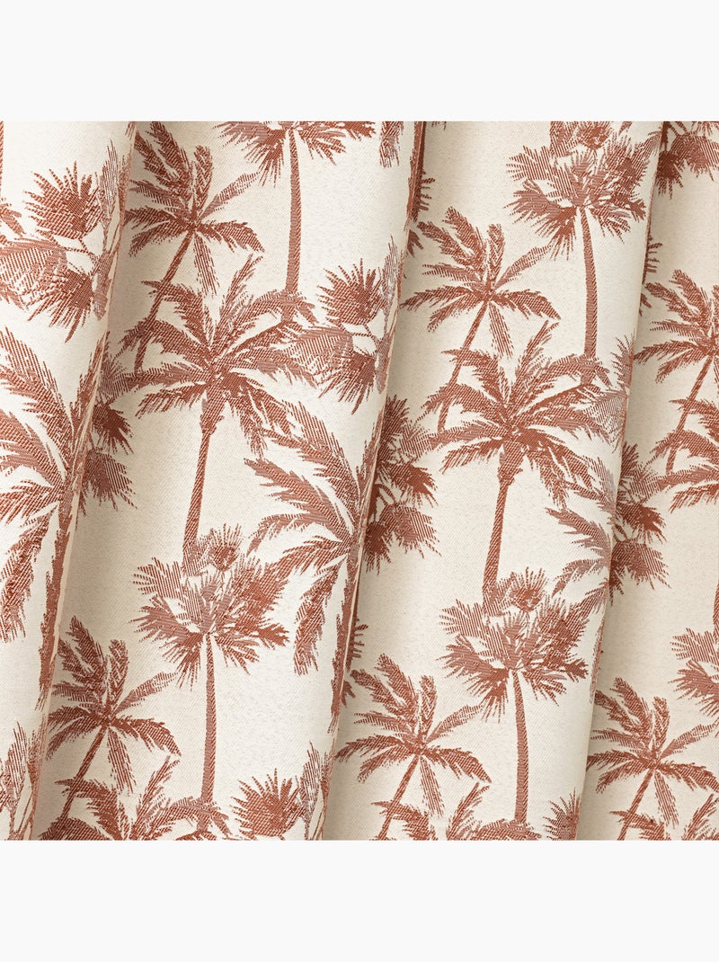 Rideau œillets motif palmier tamisant en tissu texturé Terracotta - Kiabi