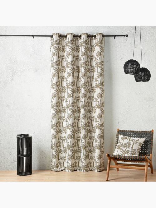 Rideau œillets motif palmier tamisant en tissu texturé - Kiabi