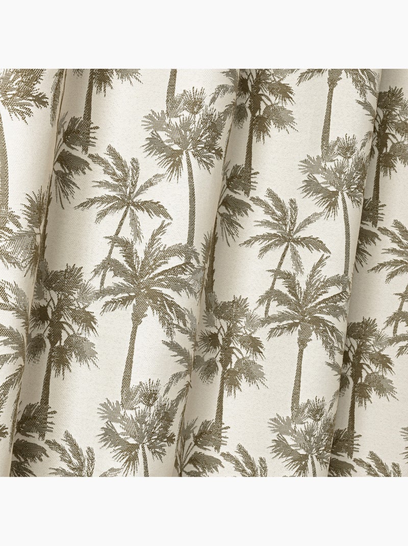 Rideau œillets motif palmier tamisant en tissu texturé Vert - Kiabi