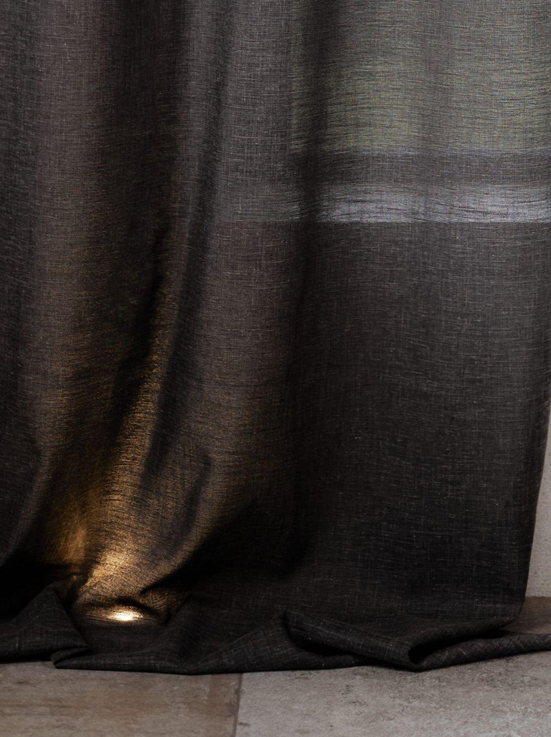 Rideau poly-lin à œillets gris anthracite - Kiabi